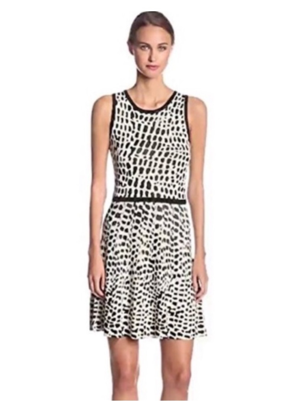 Trina Turk Huxley Fit and Flare Animal Print Sleeveless Knit Dress